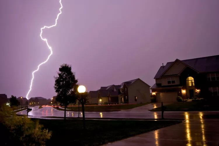 What is the safest place to be outside during a lightning storm